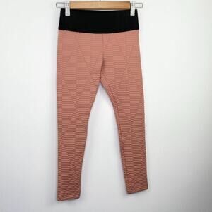 Koral Peach‎ Salmon Black Leggings Textured Cropped Womens Size Small